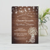 Gipskraut Mason Jar Rustikale Probe Abendessen Einladung (Stehend Vorderseite)