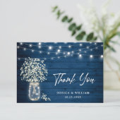 Gipskraut Mason Jar Rustikale Wasserfarbe Dankeskarte (Stehend Vorderseite)