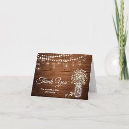 Gipskraut Mason Jar Rustikale Wasserfarben Dankeskarte