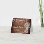 Gipskraut Mason Jar Rustikale Wasserfarben Dankeskarte (Vorderseite)