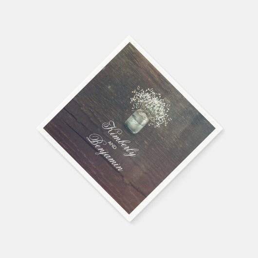 Gipskraut Mason Jar Rustikaler Stall Serviette (Ecke)