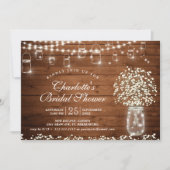 Gipskraut Mason Jar Rustikales Brautparty Einladung (Vorderseite)