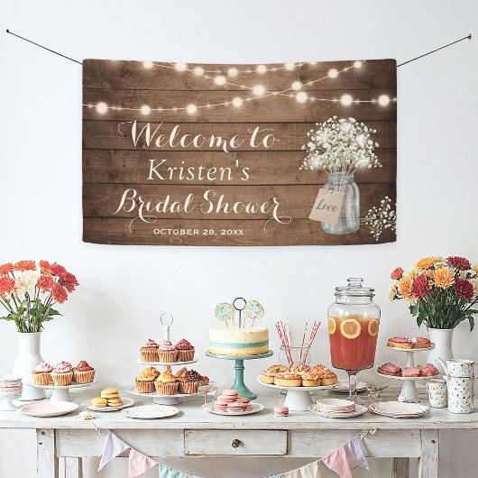 Gipskraut Mason Jar String Light Brautparty Banner