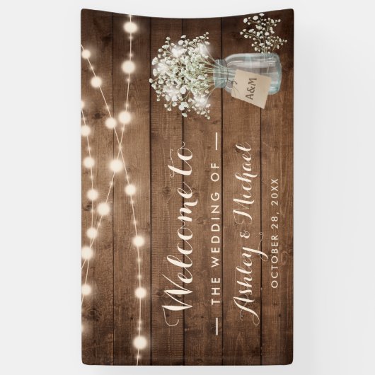 Gipskraut Mason Jar String Lights Hochzeit Banner (Vertikal)