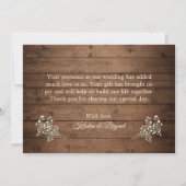 Gipskraut Mason Jar String Lights Hochzeit Dankeskarte (Rückseite)