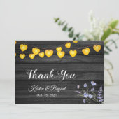 Gipskraut Mason Jar String Lights Wedding als Dankeskarte (Stehend Vorderseite)