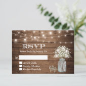 Gipskraut Mason Jar String Lights Wedding RSVP (Stehend Vorderseite)
