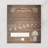 Gipskraut Mason Jar String Lights Wood Wedding Platzkarte (Außenseite Aufgefaltet)