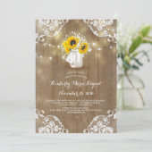 Gipskraut Mason Jar Sunflowers Babydusche Einladung (Stehend Vorderseite)