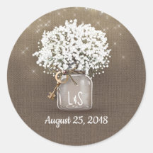Gipskraut Mason Jar und Rustikaler Burlap