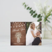 Gipskraut Mason Jar Wedding Foto Vielen Dank Postkarte (Stehend Vorderseite)