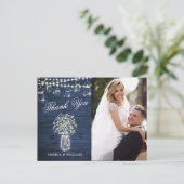 Gipskraut Mason Jar Wedding Foto Vielen Dank Postkarte (Stehend Vorderseite)