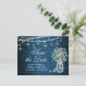 Gipskraut Mason Jar Wedding Save the Date Postkarte (Stehend Vorderseite)
