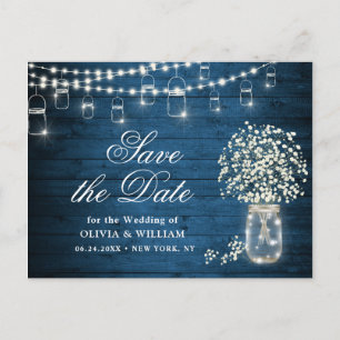 Gipskraut Mason Jar Wedding Save the Date Postkarte