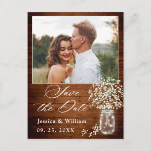 Gipskraut Mason Jar Wedding Save the Date Postkarte