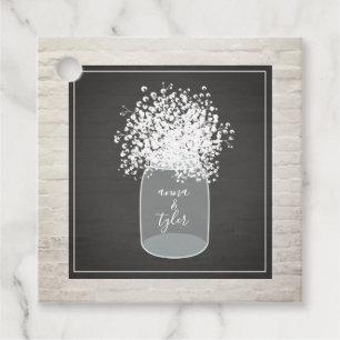 Gipskraut Mason Jar White Brick Wedding Geschenkanhänger