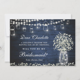 Gipskraut Mason Jar wirst du meine Bridesmaid sein Einladung