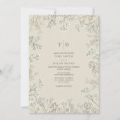 Gipskraut Monogram Wedding Einladung (Vorderseite)
