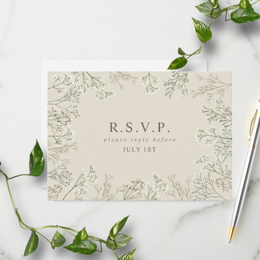 Gipskraut Monogram Wedding RSVP Begleitkarte