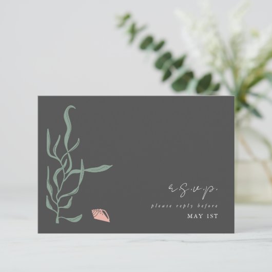 Gipskraut Monogram Wedding RSVP Begleitkarte (Stehend Vorderseite)