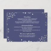 Gipskraut Navy Silver Wedding Details Begleitkarte (Vorne/Hinten)