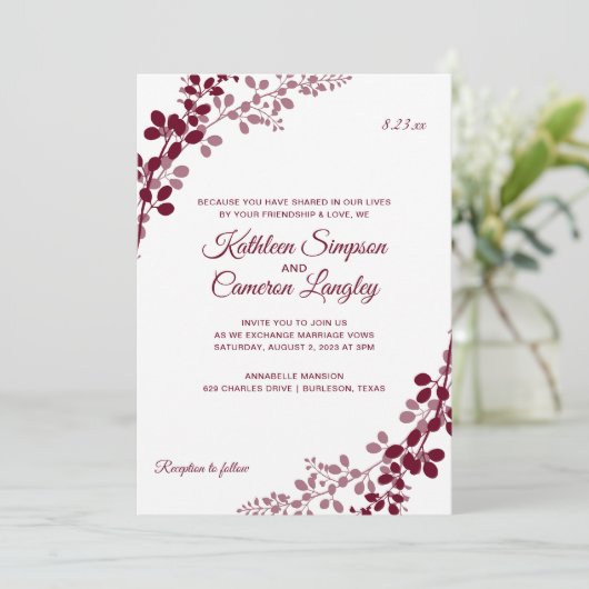 Gipskraut oder Reben Hochzeitseinladungen | Marsal Einladung (Stehend Vorderseite)