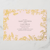 Gipskraut Pink Girl Babydusche Folieneinladung (Vorderseite)