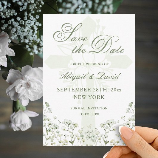 Gipskraut Religiöse Hochzeit speichern das Datum Save The Date