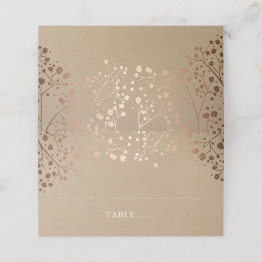 Gipskraut Rose Gold Foil Effekt Hochzeit Platzkarte (Außenseite Aufgefaltet)