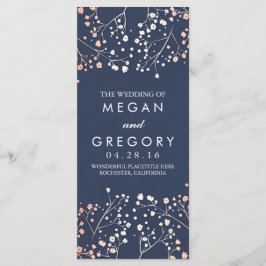 Gipskraut Rose Gold und Navy Hochzeitsprogramme Programm