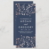 Gipskraut Rose Gold und Navy Hochzeitsprogramme Programm (Vorne/Hinten)