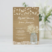 Gipskraut Rustic Mason Jar Brautparty Invit Einladung (Stehend Vorderseite)