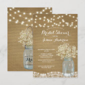 Gipskraut Rustic Mason Jar Brautparty Invit Einladung (Vorne/Hinten)