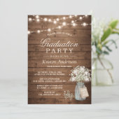 Gipskraut Rustic String Light Graduation Party Einladung (Stehend Vorderseite)