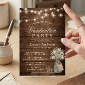 Gipskraut Rustic String Light Graduation Party Einladung