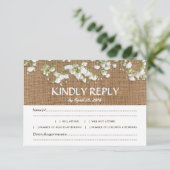 Gipskraut Rustic Wedding RSVP Menü Auswahl (Stehend Vorderseite)