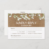Gipskraut Rustic Wedding RSVP Menü Auswahl (Vorne/Hinten)