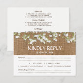 Gipskraut Rustic Wedding RSVP Menü Auswahl Karte (Vorne/Hinten)