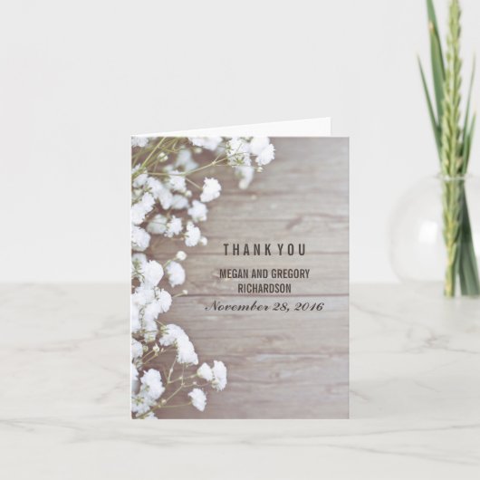 Gipskraut Rustic Wedding Vielen Dank Dankeskarte (Vorderseite)