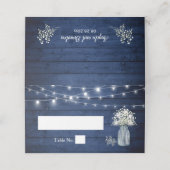 Gipskraut Rustic Wood Navy Blue Lights Hochzeit Platzkarte (Außenseite Aufgefaltet)