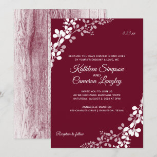 Gipskraut Rustic Wood Wedding Marsala Einladung