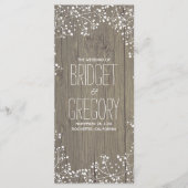 Gipskraut Rustic Wood Wedding Programme (Vorderseite)