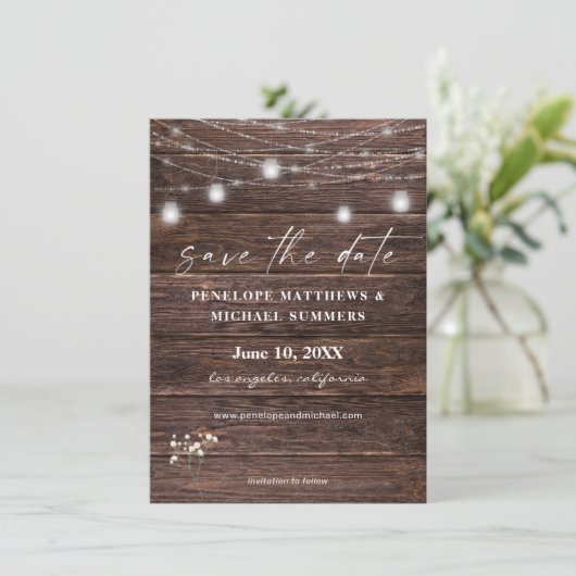 Gipskraut Rustikal Save the Date (Stehend Vorderseite)