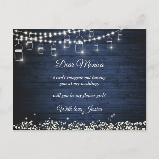 Gipskraut Rustikal wirst du mein Blumenmädchen sei Postkarte (Rückseite)