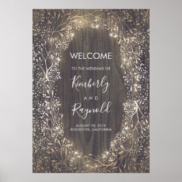 Gipskraut Rustikale Blumenhochzeit Begrüßungszeich Poster