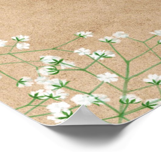 Gipskraut Rustikale Hochzeit Begrüßungszeichen Poster (Ecke)