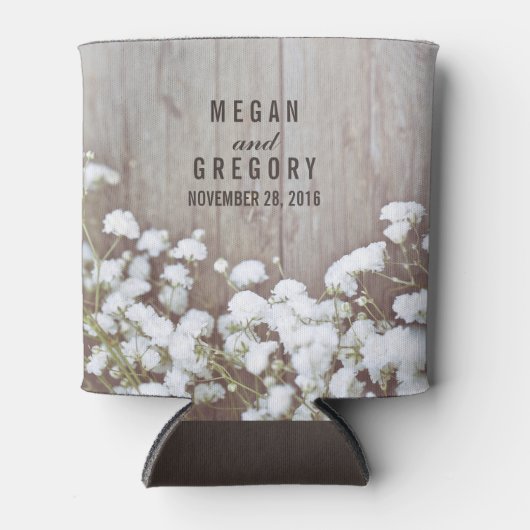 Gipskraut Rustikale Hochzeit Dosenkühler (Vorderseite)