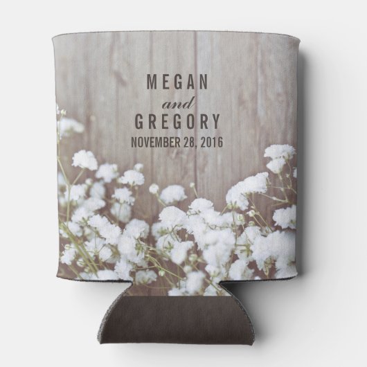 Gipskraut Rustikale Hochzeit Dosenkühler (Rückseite)