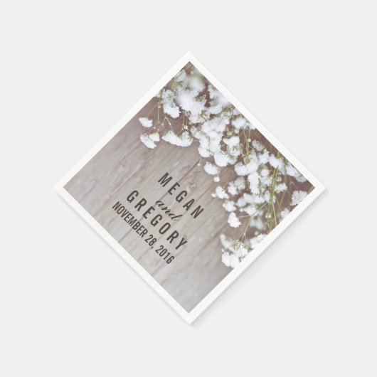 Gipskraut Rustikale Hochzeit Serviette (Ecke)