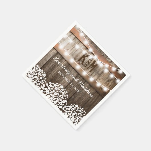 Gipskraut Rustikale Hochzeit Serviette (Ecke)